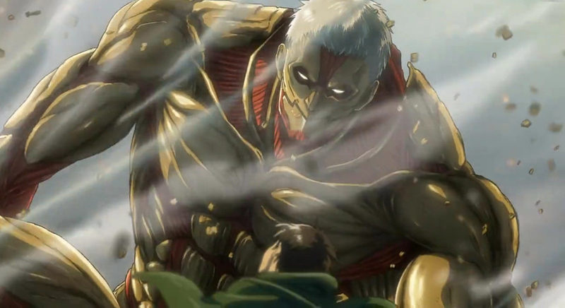 titan acorazado cogiendo a eren