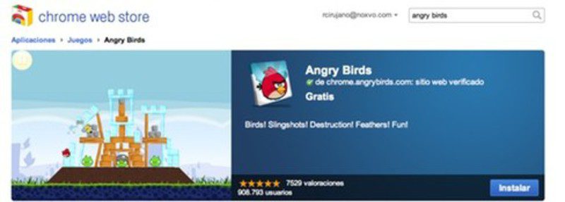 'Angry Birds' en Chrome