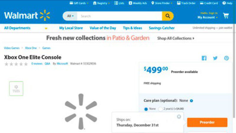  Xbox One Elite en Walmart