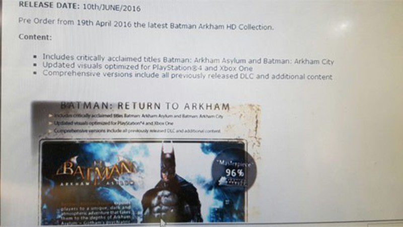 Filtrada la existencia de un posible 'Batman Arkham HD Collection'