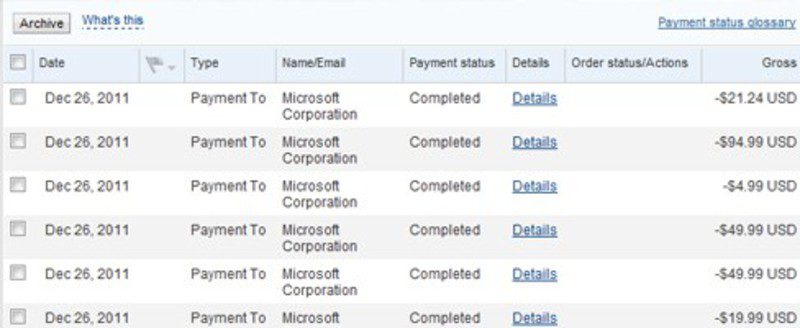Xbox LIVE Paypal phishing
