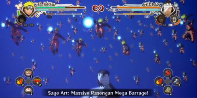 Naruto atacando a Danzo con su ataque especial