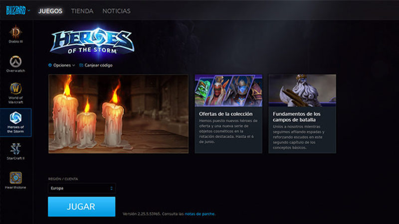 Aplicación de Blizzard