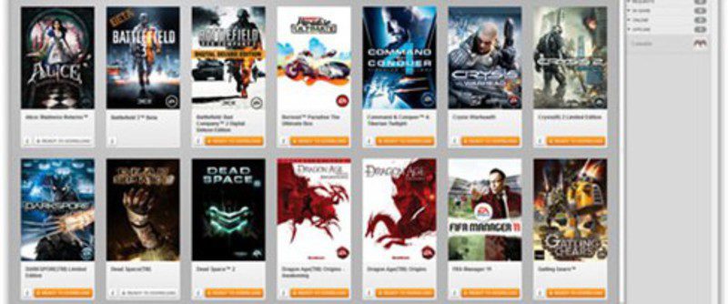 Algunos de los juegos del catálogo de Origin