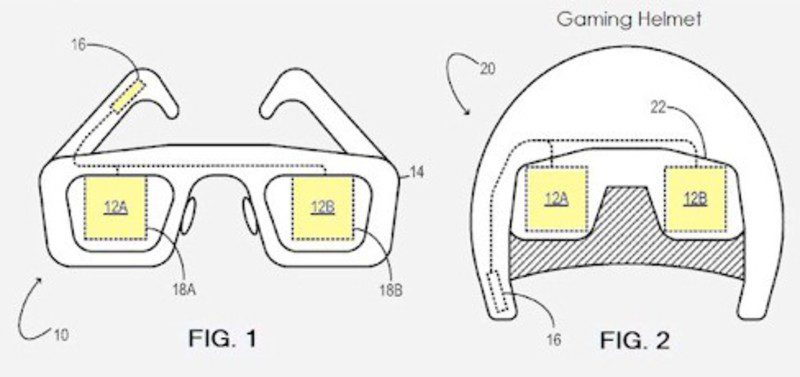 Patente de las gafas y el casco de realidad virtual de Microsoft
