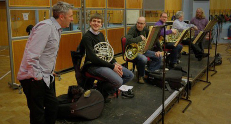 Neil y los músicos, componiendo la BSO de Halo 4