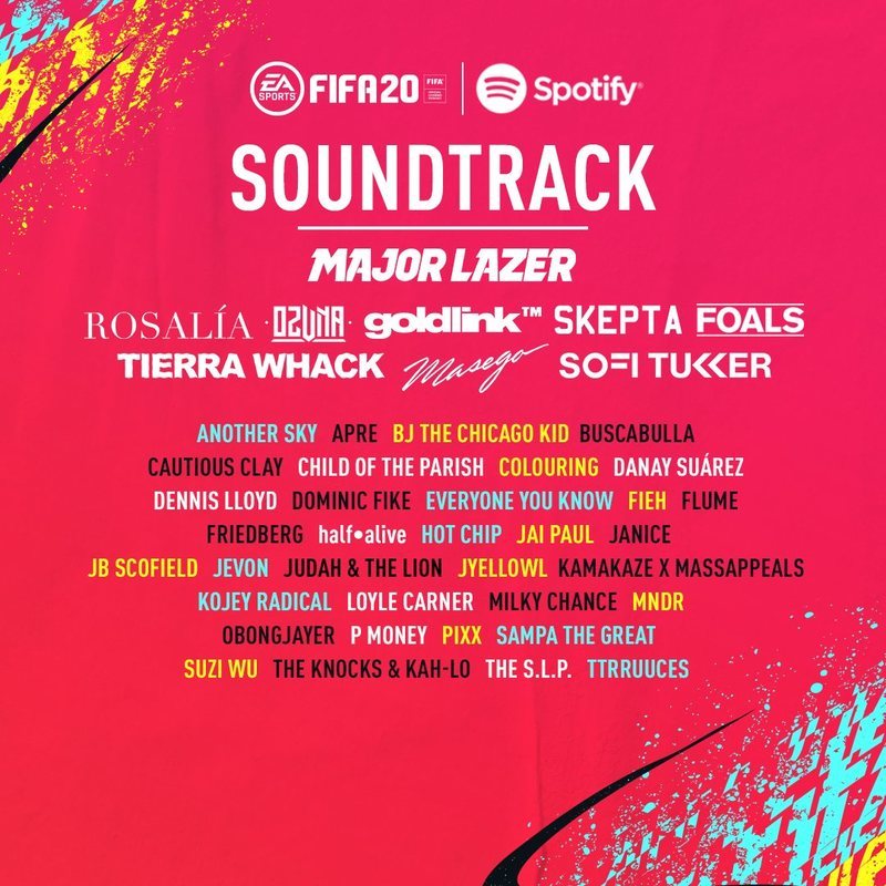 Lista de cnaciones y artistas del nuevo 'FIFA 20'
