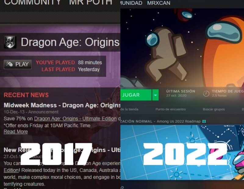 Comparación entre los diseños de Steam