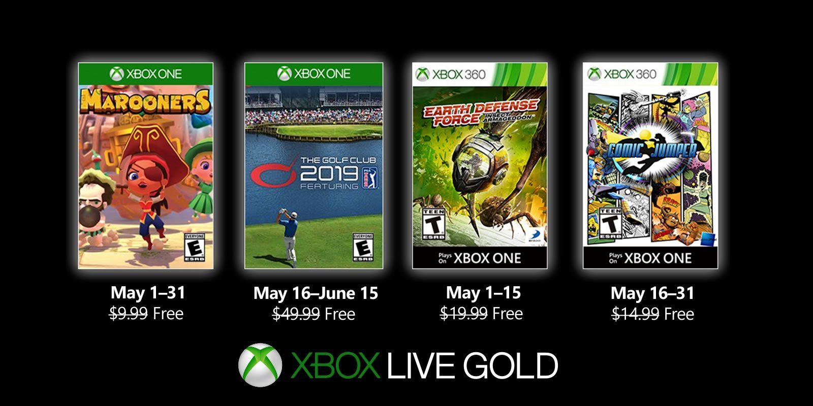 Anunciados los Games with Gold de mayo