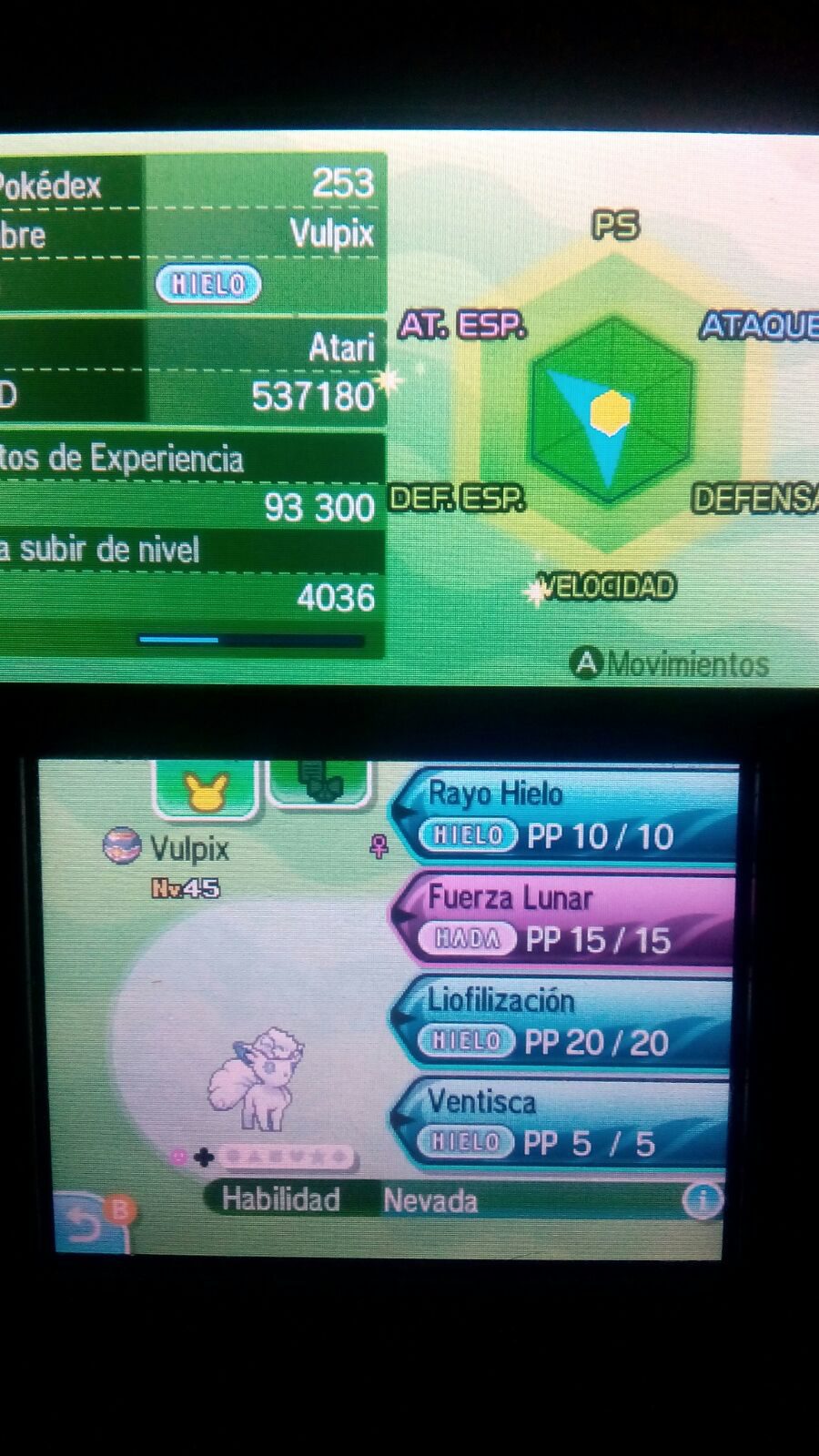 Aquí esta nuestro Vulpix perfecto tras el entrenamiento de EV